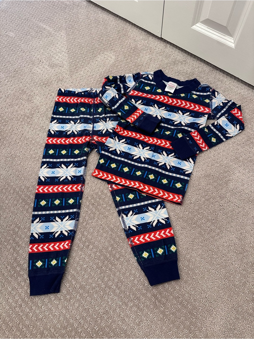 Hanna Andersson Scandi Snowflake Fairisle Long John Pajama Set, Size 4